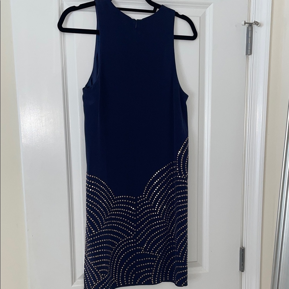 Trina Turk Navy Shift Cocktail Dress with gold embellishment - Picture 6 of 10